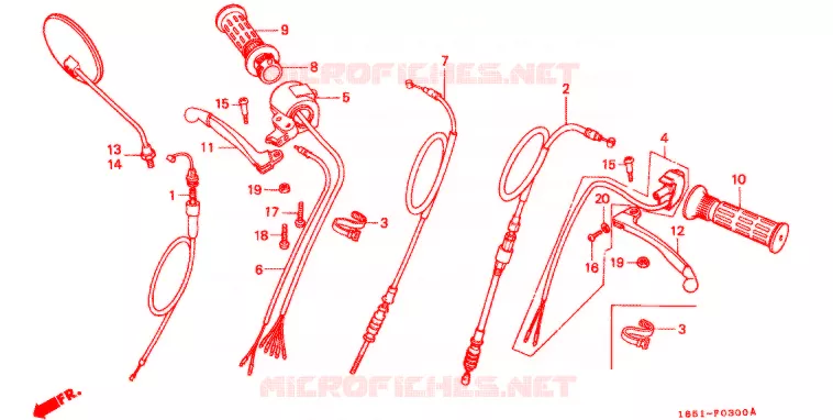 LEVIER DE GUIDON - CABLE - COMMODO (4 VITESSES) Honda MOTO 50 MONKEY 1981  Z50JB_IV_M