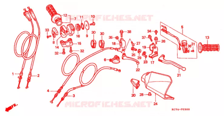 LEVIER DE GUIDON - CABLE - COMMODO Honda MOTO 400 XR 2002  XR400R2