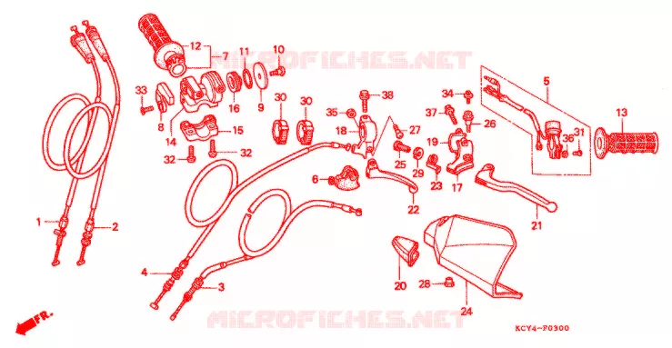 LEVIER DE GUIDON - CABLE - COMMODO Honda MOTO 400 XR 2003  XR400R3