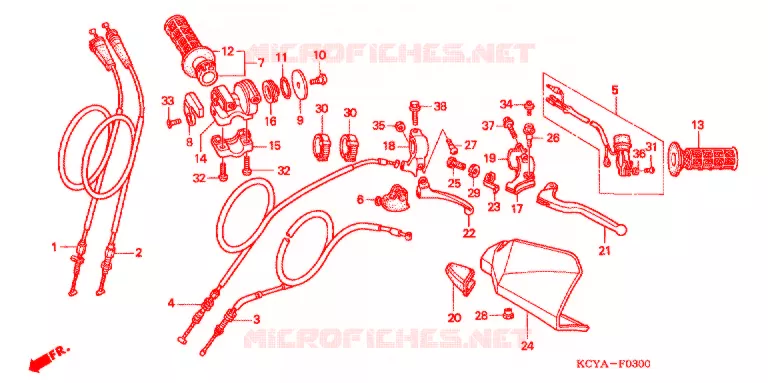 LEVIER DE GUIDON - CABLE - COMMODO Honda MOTO 400 XR 2004  XR400R4