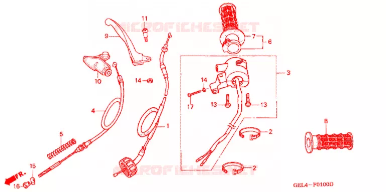 LEVIER DE GUIDON - CABLE - COMMODO Honda MOTO 50 XR 2002  XR50R2