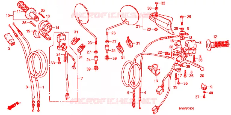 COMMODOS - POIGNEES - CABLES Honda MOTO 650 XR 2002  XR650L2