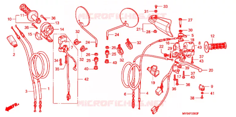 COMMODOS - POIGNEES Honda MOTO 650 XR 1993  XR650LP