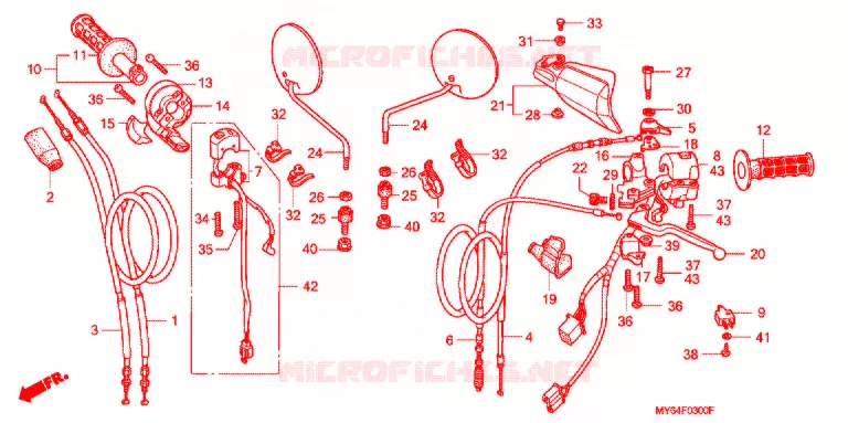 COMMODOS - POIGNEES Honda MOTO 650 XR 2000  XR650LY