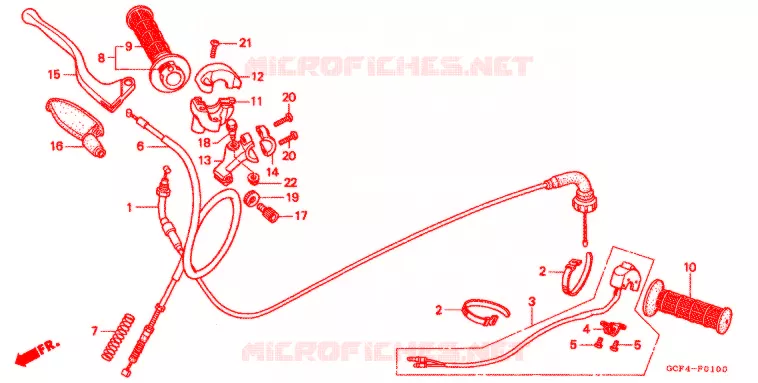 LEVIER DE GUIDON - CABLE Honda MOTO 70 XR 2002  XR70R2