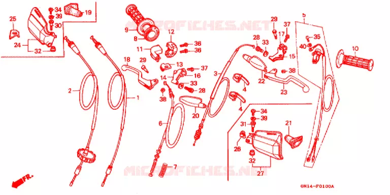 LEVIER DE GUIDON Honda MOTO 80 XR 1993  XR80RP