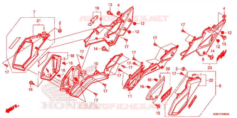 COUVERCLES LATERAUX Honda MOTO 125 MSX 2017  MSX125H_TH