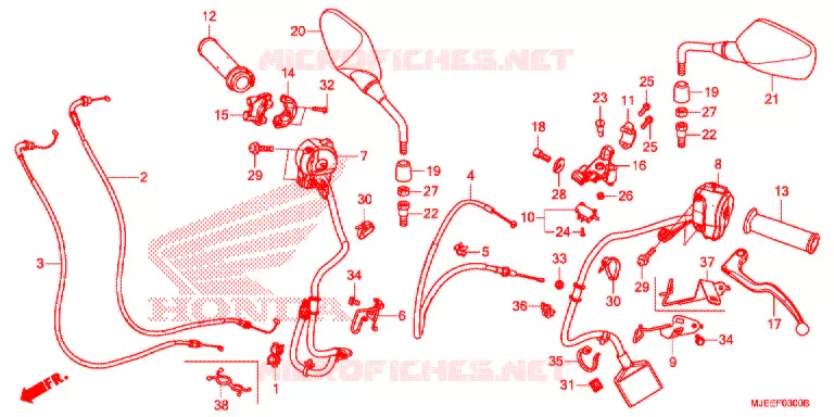 LEVIER DE GUIDON - CABLE - COMMODO Honda MOTO 650 CB 2018  CB650FAJ