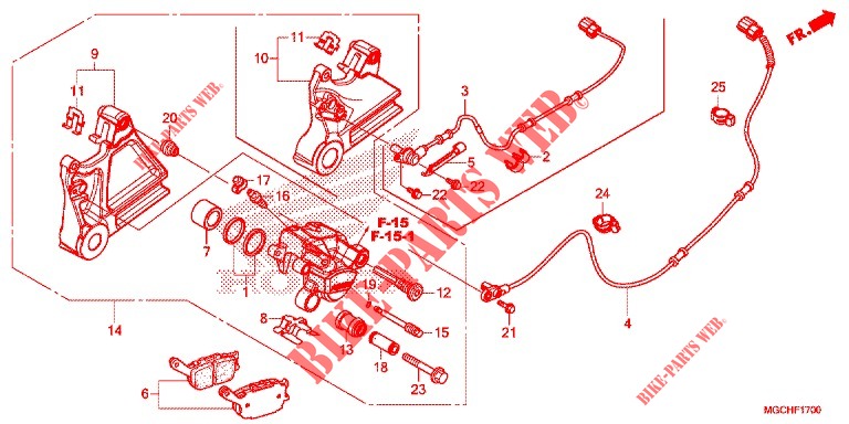 ETRIER DE FREIN ARRIERE (CB1100CA/CAD/TA/TAD) pour Honda CB 1100 T DCT ABS de 2017