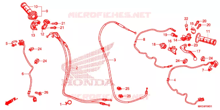 LEVIER DE GUIDON - CABLE - COMMODO ('18) Honda MOTO 450 CRF 2018  CRF450RXJ