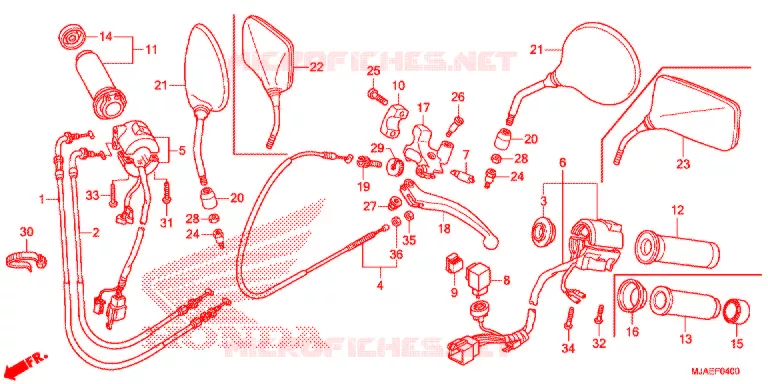 LEVIER DE GUIDON - CABLE - COMMODO Honda MOTO 750 SHADOW 2017  VT750CSH