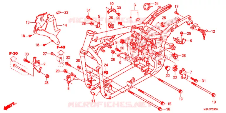 CADRE (VT750CS/C2B/C2S/C) Honda MOTO 750 SHADOW 2017  VT750CSH