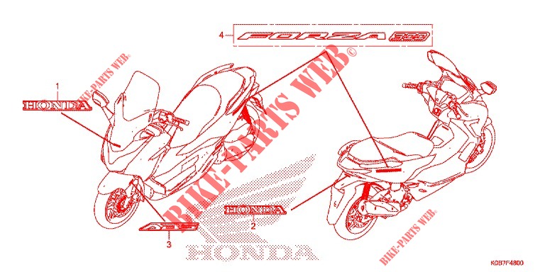 AUTOCOLLANTS pour Honda FORZA 300 ABS de 2018