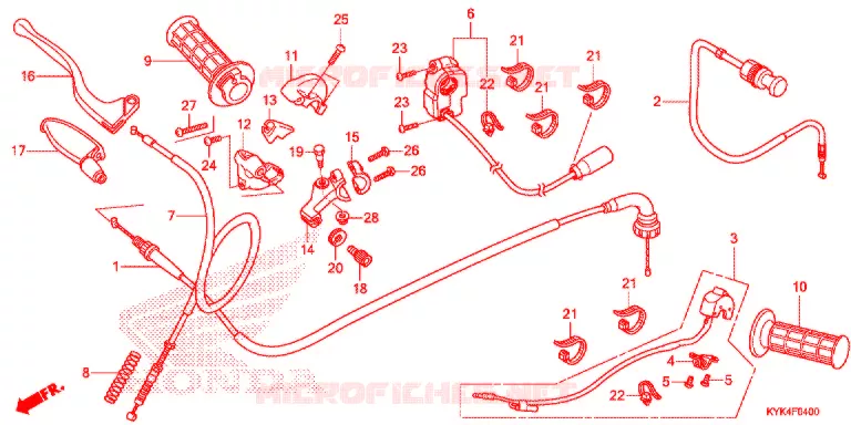 LEVIER DE GUIDON - CABLE - COMMODO Honda MOTO 110 CRF 2018  CRF110FJ