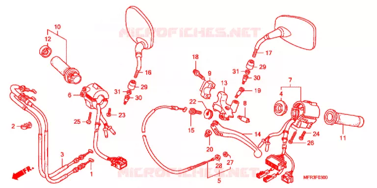 COMMODOS - POIGNEES - CABLES Honda MOTO 1300 VT 2010  VT1300CXAA