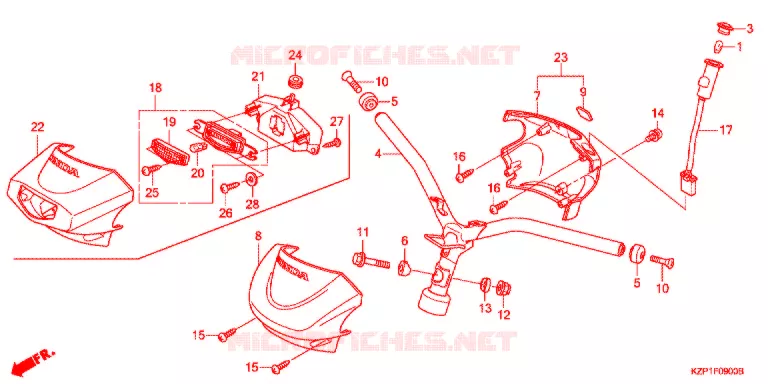 GUIDON - CARENAGE Honda SCOOTER 110 BENLY 2020  MW1101WHJ