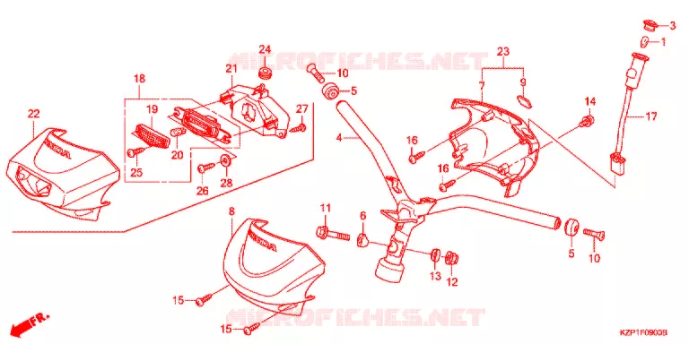 GUIDON - CARENAGE Honda SCOOTER 110 BENLY 2018  MW1101WHJ