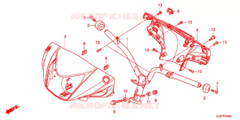 GUIDON - CARENAGE (NSC50/MPD/WH) Honda SCOOTER 50 VISION 2013  NSC50MPDC