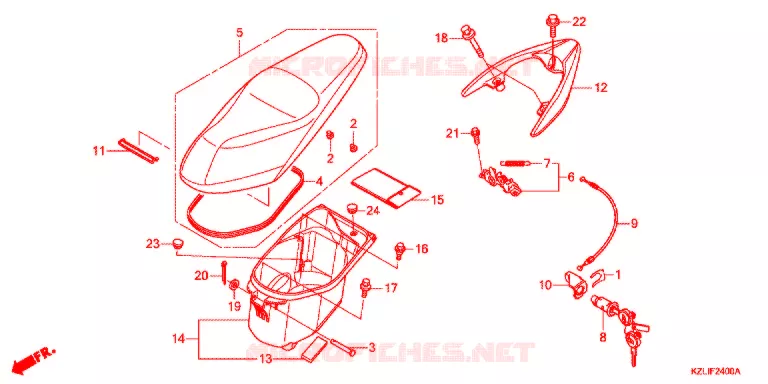 SELLE - COFFRE Honda SCOOTER 110 SPACY 2013  NSC110SC