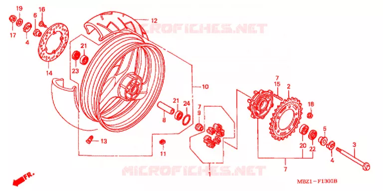 ROUE ARRIERE Honda MOTO 600 HORNET 1998  CB600FW