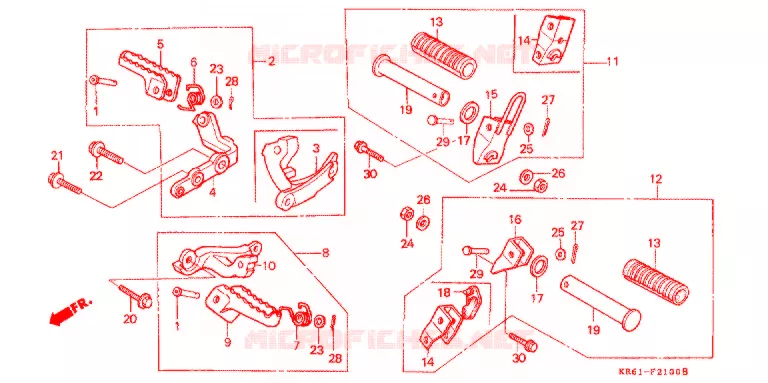 REPOSE PIED (1) (RF/R2F/RH/R3J/RK/RL/R3L) Honda MOTO 250 XL 1985  XLR250RF