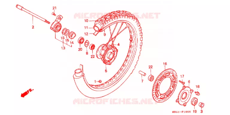 ROUE AVANT (1) (RF/R2F/RH/R3J/RK/RL/R3L) Honda MOTO 250 XL 1986  XLR250RF