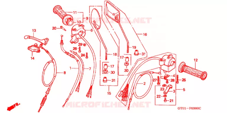 LEVIER DE GUIDON - CABLE - COMMODO Honda MOTO 70 CUB 1994  C70DP