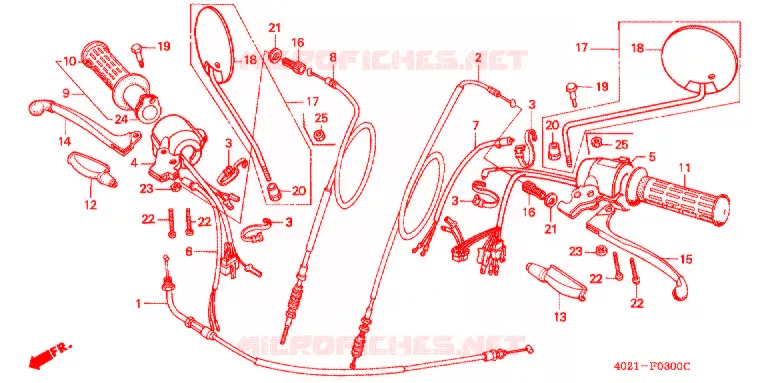 LEVIER DE GUIDON - CABLE - COMMODO Honda MOTO 125 CD 1985  CD125TF