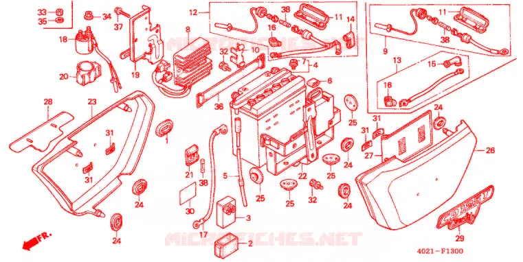 COUVERCLE LATERAL - BATTERIE Honda MOTO 125 CD 1993  CD125TP