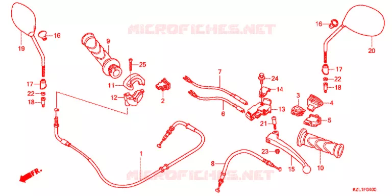 LEVIER DE GUIDON - CABLE - COMMODO Honda SCOOTER 110 DIO 2011  NSC110WHB