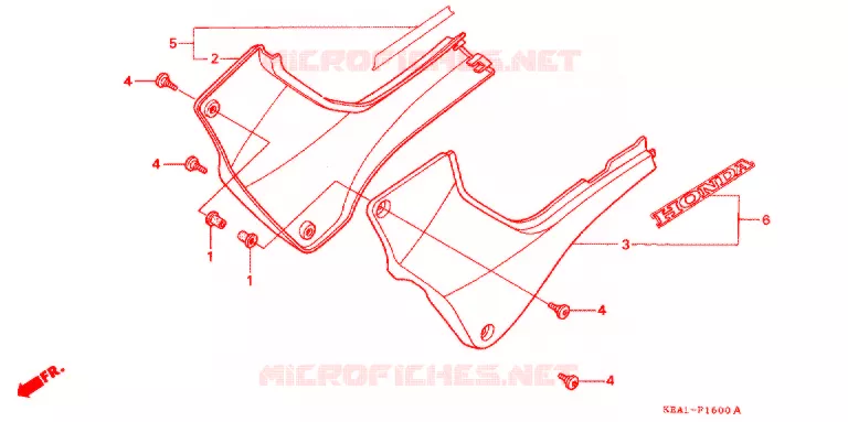 COUVERCLES LATERAUX Honda MOTO 250 HORNET 1996  CB250FT
