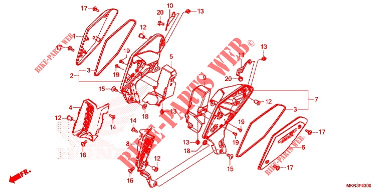 OUIES DE RADIATEUR pour Honda CB 650 R 35KW de 2019
