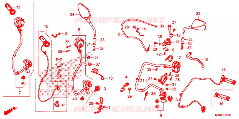 LEVIER DE GUIDON - CABLE - COMMODO (CRF1000A/A2/AL/AL2) Honda MOTO 1000 AFRICA-TWIN 2019  CRF1000ALK
