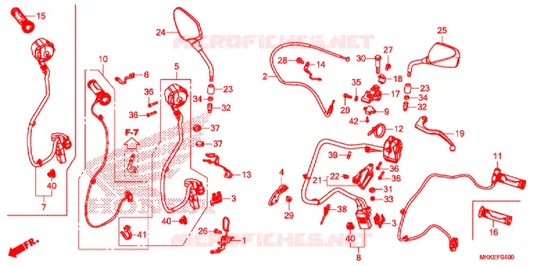 LEVIER DE GUIDON - CABLE - COMMODO (CRF1000A/A2/AL/AL2) Honda MOTO 1000 AFRICA-TWIN 2019  CRF1000ALK