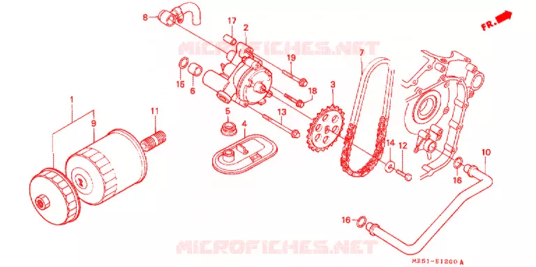 FILTRE A HUILE - POMPE A HUILE Honda MOTO 800 PC800 1992  PC800R