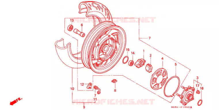 ROUE ARRIERE Honda MOTO 800 PC800 1993  PC800R