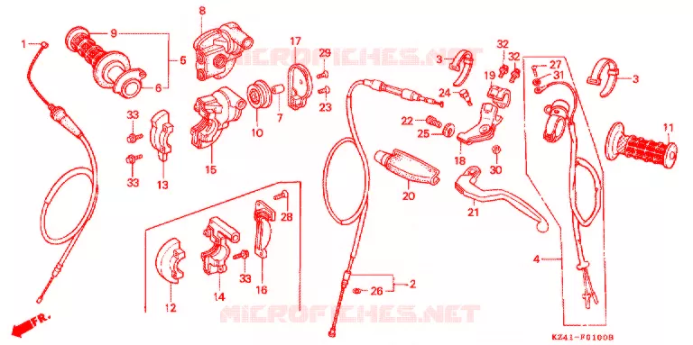 LEVIER DE GUIDON - CABLE - COMMODO Honda MOTO 125 CR 1995  CR125RS