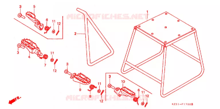 BEQUILLE - REPOSE PIEDS Honda MOTO 250 CR 1996  CR250RT