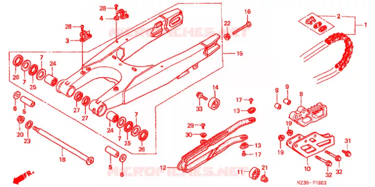BRAS OSCILLANT Honda MOTO 250 CR 2000  CR250RY