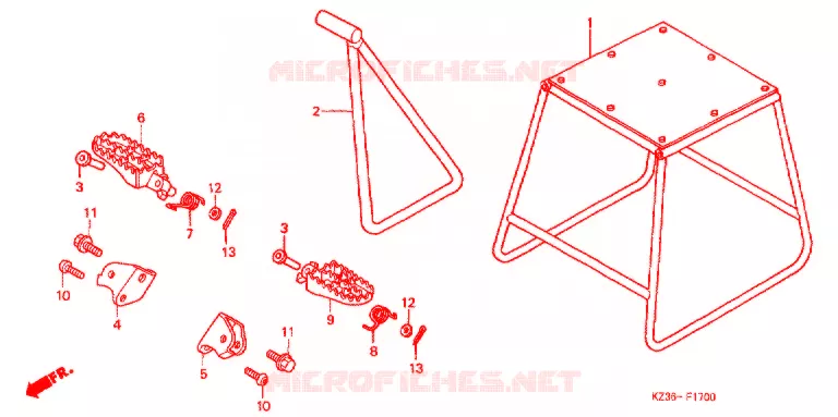 BEQUILLE - REPOSE PIEDS Honda MOTO 250 CR 2001  CR250R1