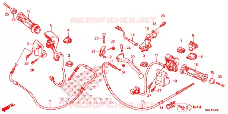 LEVIER DE GUIDON - CABLE - COMMODO (ACG110CSF) Honda SCOOTER 110 ZOOMER 2015  ACG110CSFE