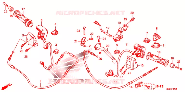 LEVIER DE GUIDON - CABLE - COMMODO (ACG110CSF) Honda SCOOTER 110 ZOOMER 2015  ACG110CSFE