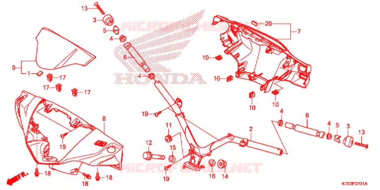 GUIDON - CARENAGE (AFS125MSF/CSFK) Honda MOTO 125 WAVE 2019  AFS125MSFK