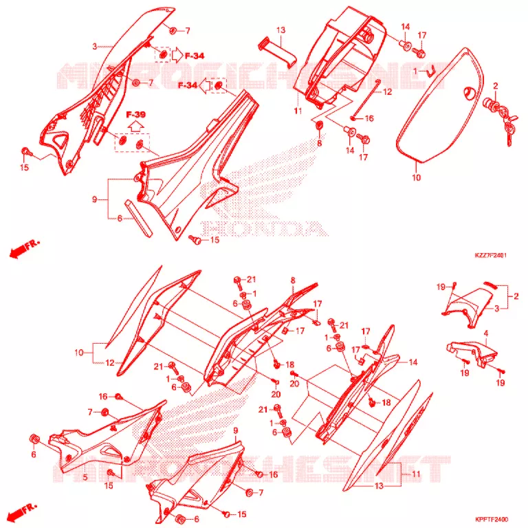 COUVERCLES LATERAUX (CRF250RL/RLA) Honda MOTO 250 CRF 2021  CRF250RLK