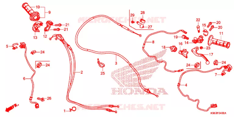 LEVIER DE GUIDON - CABLE - COMMODO Honda MOTO 250 CRF 2020  CRF250RXL