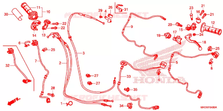 LEVIER DE GUIDON - CABLE - COMMODO Honda MOTO 450 CRF 2020  CRF450RL