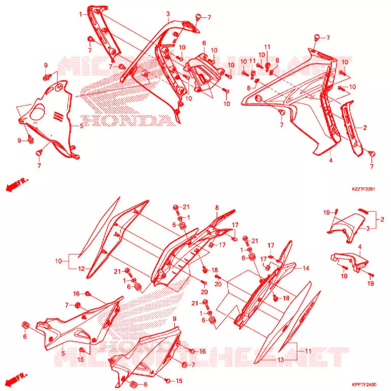 OUIES DE RADIATEUR (CRF250RL/RLA) Honda MOTO 250 CRF 2019  CRF250RLAK