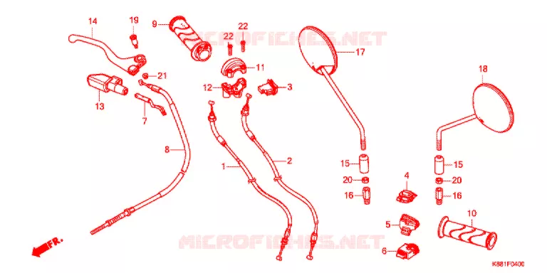 LEVIER DE GUIDON - CABLE - COMMODO Honda MOTO 110 CUB 2020  C110JJ