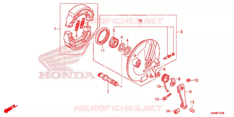 FLASQUE - MACHOIRES DE FREIN AVANT Honda MOTO 110 CD 2017  CB110C2H
