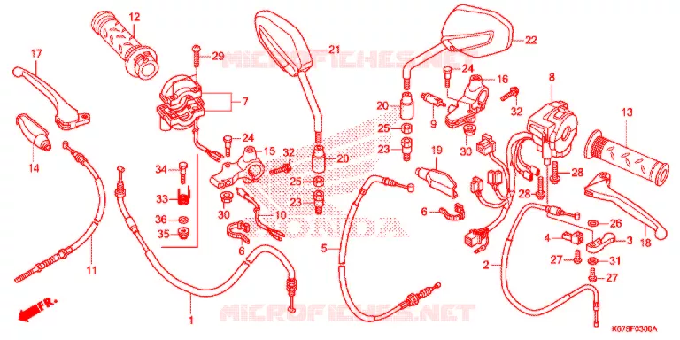LEVIER DE GUIDON - CABLE - COMMODO Honda MOTO 125 CBF 2016  CBF125MG